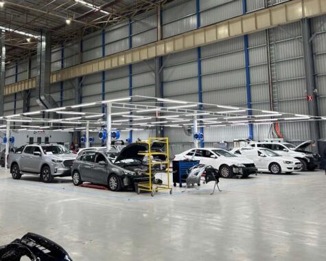 Factory fit-out with custom switchboards and suspended lighting, Geelong